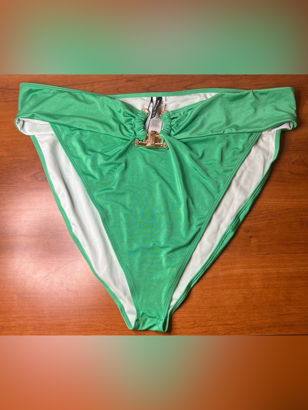 NWT PLT Green Bikini Bottom w/ Gold-Tone Metal Hardware (Plus Size 22)